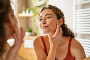 woman building a simple skincare routine for healthy glowing skin